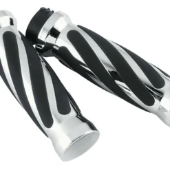 Biker's Choice Chrome And Rubber Grips For Harley With Dual Cable Throttle