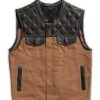 First Manufacturing Hunt Club Leather/Canvas Vest -taylormade shop first manufacturing hunt club motorcycle leather canvas vest