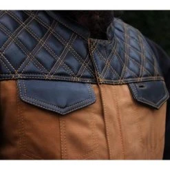 First Manufacturing Hunt Club Leather/Canvas Vest -taylormade shop first manufacturing hunt club motorcycle leather canvas vest 4