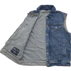 First Manufacturing Showdown Vest -taylormade shop first manufacturing showdown denim vest blue 2