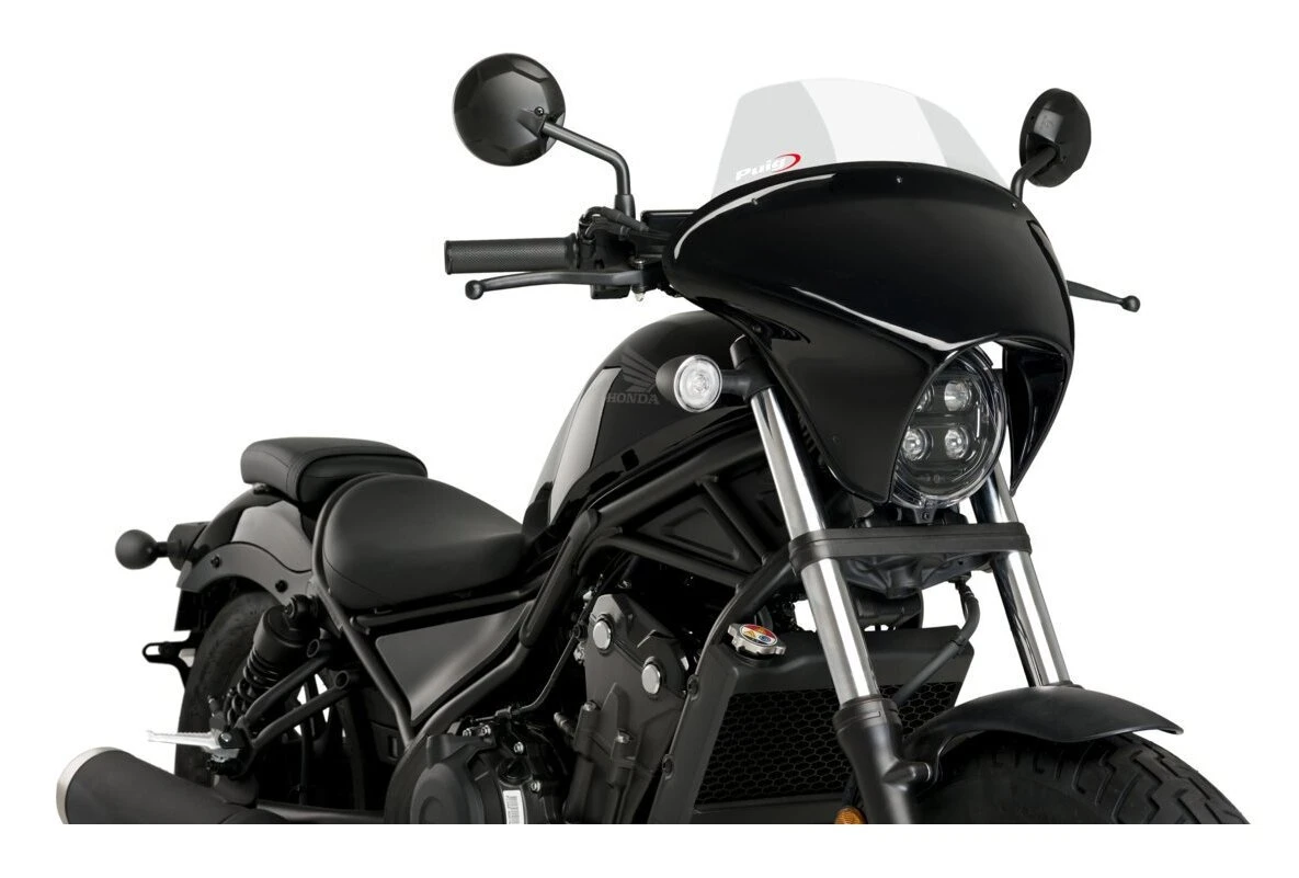 Puig Batwing SML Fairing Honda Rebel 500 2020-2023 Smoke/Gloss Black / Touring [Previously Installed] - Image 2