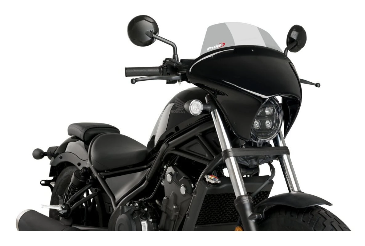 Puig Batwing SML Fairing Honda Rebel 500 2020-2023 Smoke/Gloss Black / Touring [Previously Installed]
