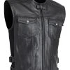 Street & Steel Concord Leather Vest -taylormade shop street steel concord leather vest black