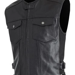Street & Steel Concord Leather Vest -taylormade shop street steel concord leather vest black 2