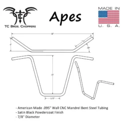 TC Bros Ape Hanger 7/8" Handlebars -taylormade shop tc bros78 ape hanger handlebars 15 rise 1