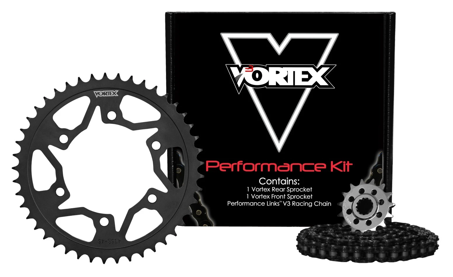 Vortex Racing Vortex V3 WSS Chain And Sprocket Kit Kawasaki ZX6 1993-2003 Black Chain [Open Box]